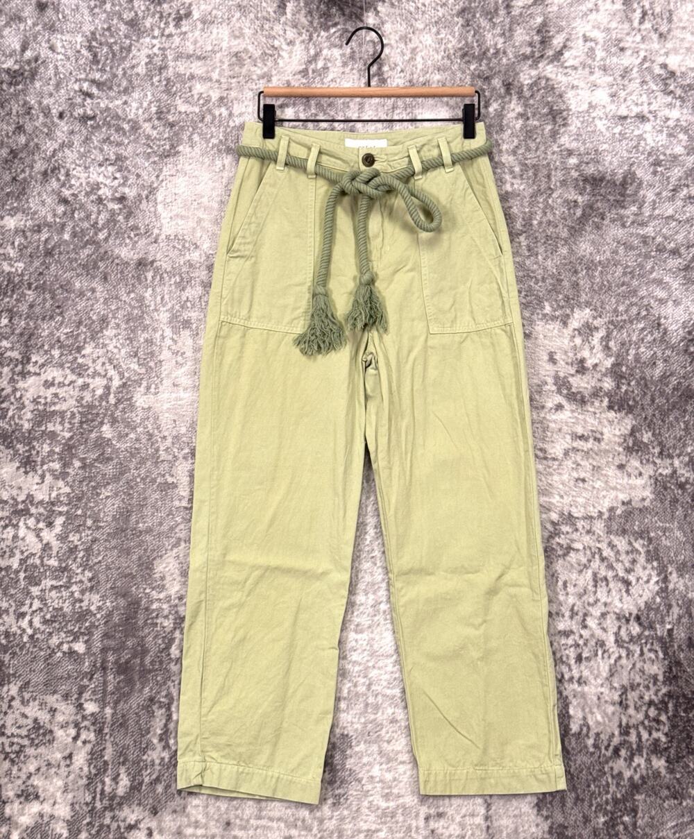 The Great Pants 26 Womens Voyager Rope Belted Utility Crop Fatigue Green Cotton